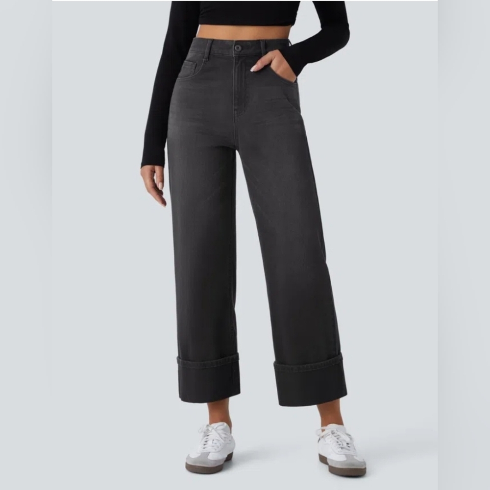 Halara Women's Black Wide-Leg Jeans